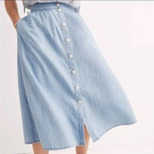 Madewell Palisade Button Front MIDI Skirt